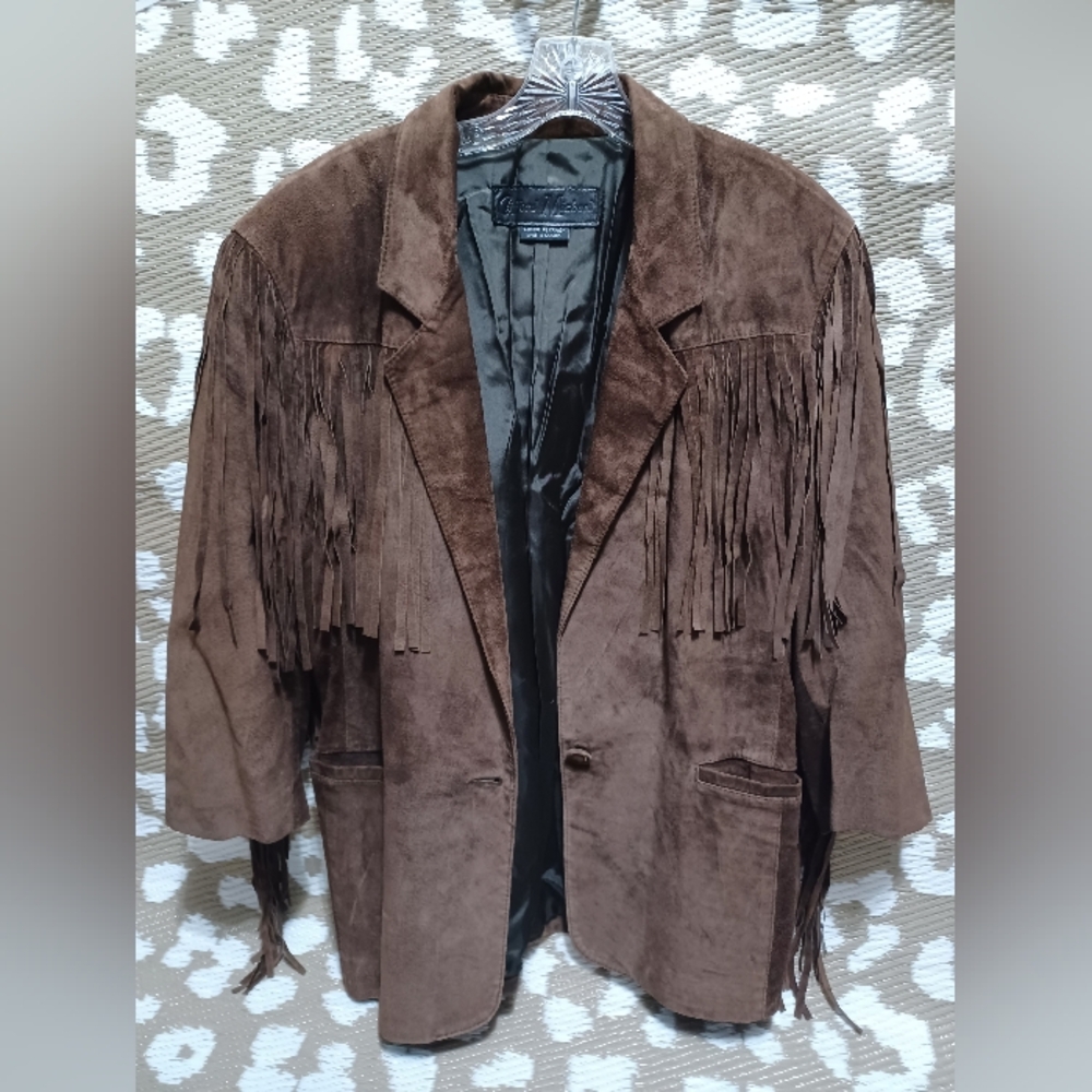 Vintage Brown Suede Fringe Jacket